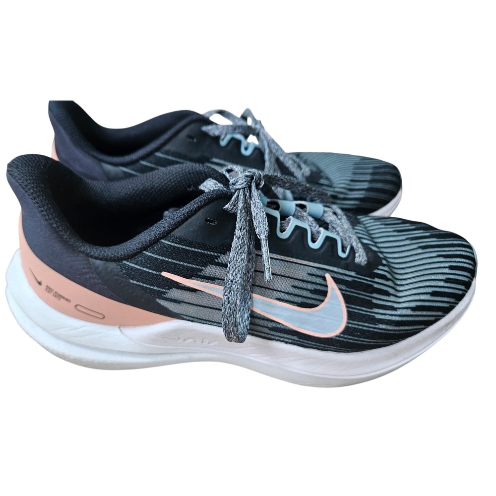 Nike Winflo 09 Womens Running Shoes Black Grey Peach Size 7 Athleisure Sporty‎